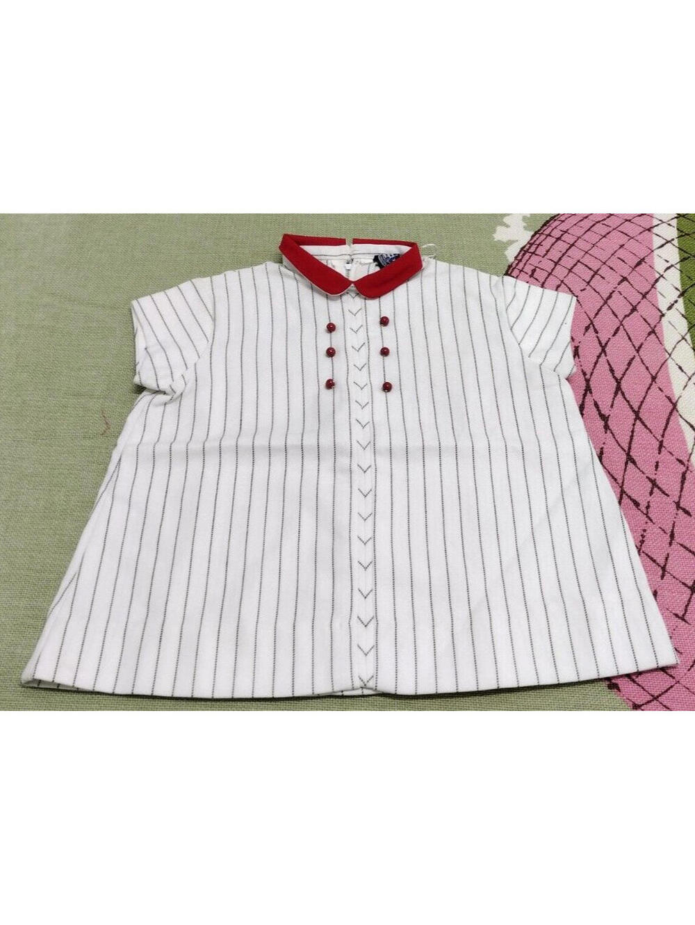 1960s Toddler Dress Red & White TERLENKA MOD VINTAGE DEADSTOCK Chest 26 In